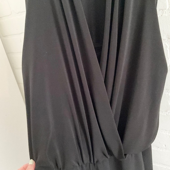 Karen Kane Maxi Jumpsuit Black Wide leg Draped surplice lined top Stretched Sz S - Picture 11 of 16